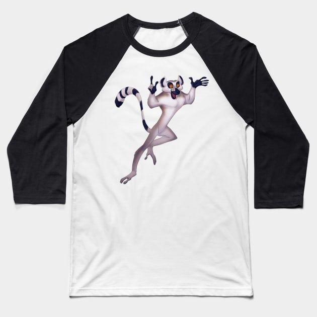 Ringed-tailed lemur Baseball T-Shirt by PaulaBS